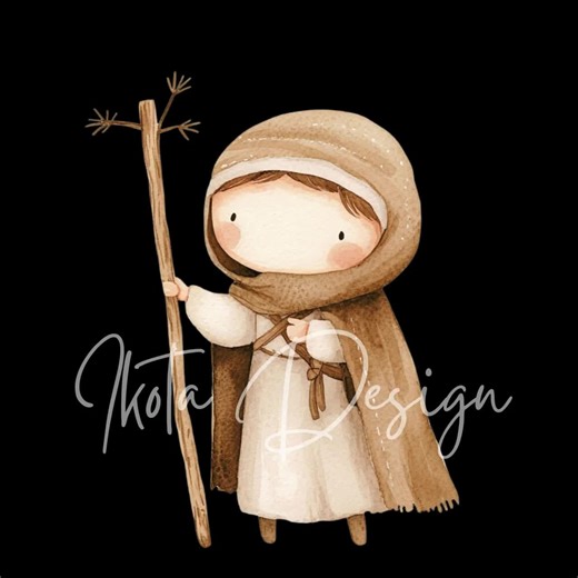 Watercolor Nativity Clipart Set, Cute Holy Family Illustration, Christmas Christian Clip Art With Baby Jesus Mary Joseph Angels and Animals - Etsy