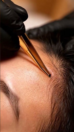 Hairline Blackheads Gone— olden Tweezer ✨🔍#ASMR #Extraction #Blackheads #Hairline #Macro #CleanSkin
