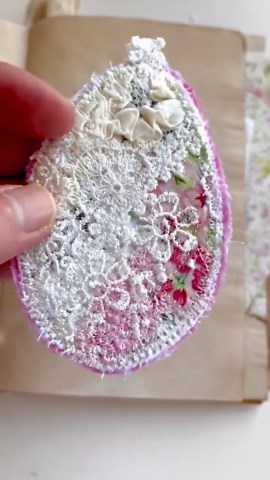 Fabric Art Shabby Chick Easter Egg Bookmark - Etsy