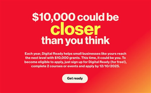 It's back! Verizon's Digital Ready grant program is open again, and all you have to do to be eligible is register and complete two free courses. Apply by December 10 to get your chance at $10k. Use this link to get started ➡️ https://ow.ly/wFxX50X4zbs | Connecticut Small Business Development Center