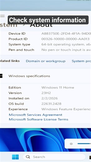 check full system information on windows laptop 💻✅دیدن معلومات عمومی سیستم #shorts #windows11