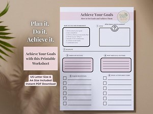 Printable Goal Worksheet – Goal Setting & Planning PDF. Achieve Your Goals With This Printable PDF! - Etsy Australia