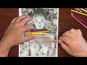 Let’s try out our basic skills on advanced picture! Grayscale adult coloring book easy color pencils