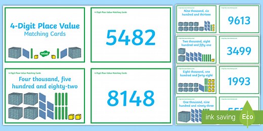 4-Digit Place Value Matching Cards