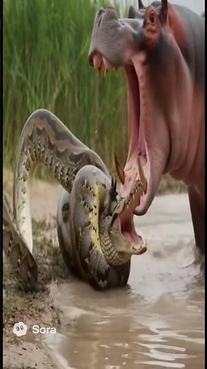 🐊Python Wraps Around Crocodile! Hippo Saves the Day!