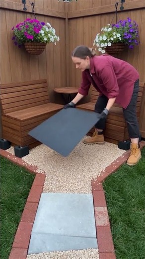 Complete DIY Gravel Patio and Fire Pit Corner Makeover #craftvibeehm #diy #woodworking