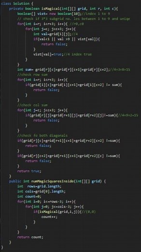 Magic Squares In Grid | LeetCode 840 | Java Solution #education #coding #programming #java #dsa