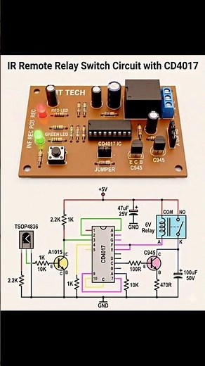 IR Remote Relay Switch Using CD4017 | Simple Wireless ON/OFF Circuit