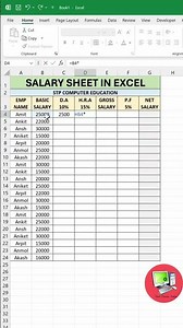 Salary Sheet In Excel pro tip and tricks 💥🚀💯 #computerlearning #excel #computereducation