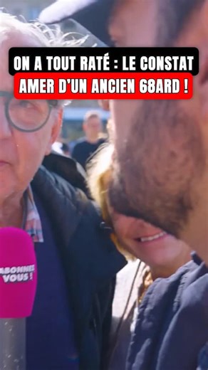 16K views · 527 reactions | On a tout raté : le constat amer d’un ancien 68ard ! Reportage complet : lien en bio ! Un ancien soixante-huitard dresse un bilan sans détour : pour lui, la France d’aujourd’hui est un échec politique, économique et moral. “Les responsables ? Nous, les Français.”  Témoignage lucide d’une génération qui croyait changer le monde. #France #Mai68 #Politique #Société #Débat #VincentLapierre #Témoignage | Vincent Lapierre | Facebook