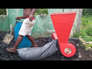 Grinding biochar for the farm with my wood chipper