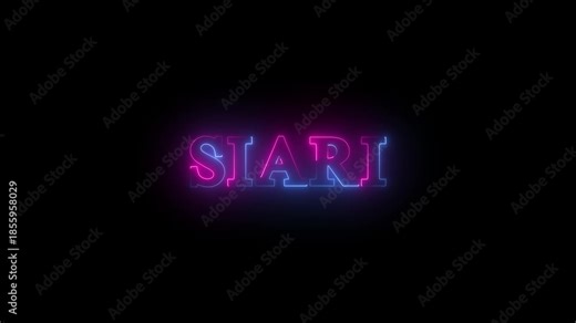 start text icon animation glowing neon business banner sign font letter word template signboard poster on black background