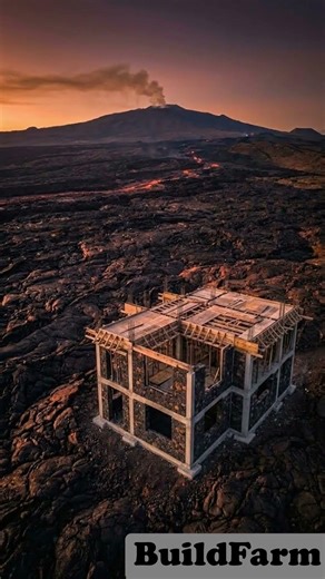 Building a Volcano Edge Lava Villa in 30 Seconds 🌋 | Cinematic Construction Timelapse