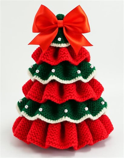 Ruffled Christmas Tree KNITTING PATTERN | Knitted Christmas Tree | Layered Holiday Decoration | Home Decor | PDF - Etsy