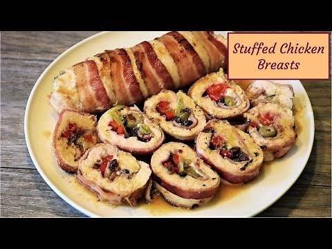Stuffed Chicken Breast wrapped with Bacon - Easy and Delicious!