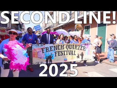 French Quarter Festival 2025! MASSIVE Second Line Parade Takes Over Bourbon Street New Orleans!