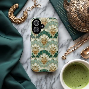 Mint Green Art Deco Floral iPhone Case: Protective Tough Case - Etsy