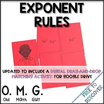 Exponent Rules 8th Grade Mixed Practice Activity | Exponents Laws Card Game