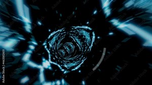 Abstract portal. Wormhole space deformation, science fiction. Black hole, vortex hyperspace tunnel. Sci-fi Digital Footage. Neon Glowing Rays of Hyperspace in Time. Seamless 3D loop animation Stock Video