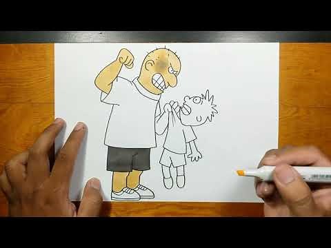 How to draw and coloring BULLYING step by step
