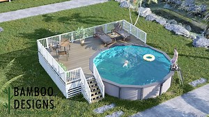 Topanga 20x30 Circle Pool Deck Plan – Elevated Wrap-around Deck for 24' Pool | DIY PDF Plans - Etsy