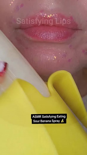 Satisfying ASMR Eating Sour Banana Spray Experience