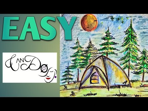 How To Draw A Camping Site Step By Step For Beginners | Drawing A Camp Site Tent | Easy Drawing Idea