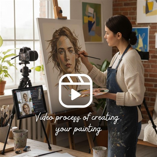 Video Process of Creating Your Painting, Custom Oil Painting From Photo, Custom Portrait, Christmas Gift Ideas - Etsy