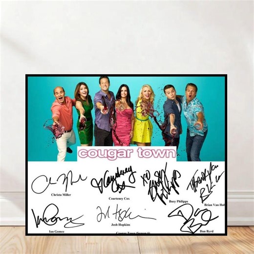 Cougar Town Cast Signed Poster: Courteney Cox TV Show Wall Art - Etsy