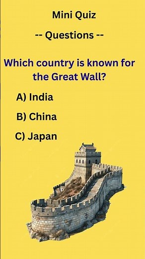 Which Country Is Known for the Great Wall? 🏯 | Mini Quiz | Quiz #quiz #viral #fyp #learnenglish