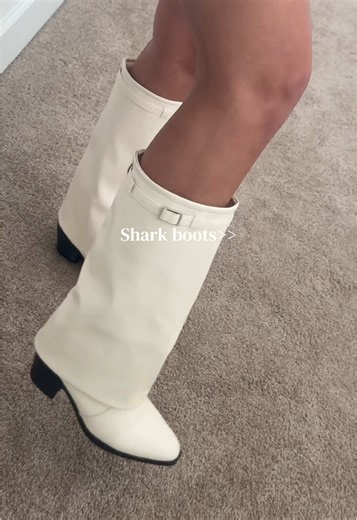 These boots go with any outfit, so chic and I always get so many compliments! 🪽 #sharkboots #fallboots
