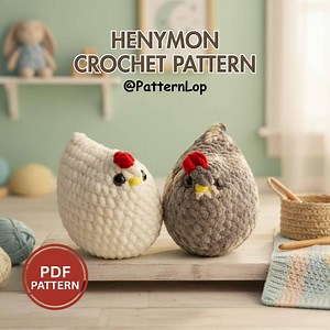 Henymon Chicken Crochet Pattern | Amigurumi Chicken Crochet Pattern | Stuffed Animal DIY Amigurumi | No Sew Pattern - Etsy
