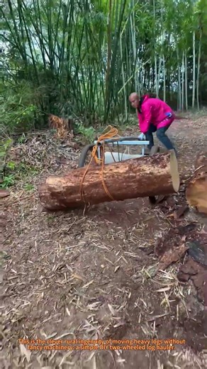 "DIY Log Hauler: Moving Heavy Logs with Simple Tools ASMR"