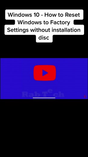 Reset Windows 10 a Configuraciones de Fábrica
