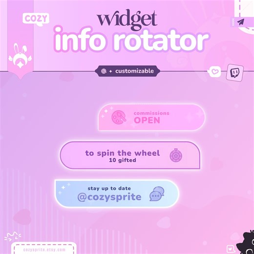 Info Rotator Widget | Info Box | Customizable Colors | Pastel Pink | Social Media - Etsy