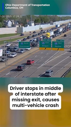 817K views · 1.7K reactions | Video shows a driver stopping in the middle of an interstate after missing an exit, causing a multi-vehicle crash before driving off. #crash #traffic #driving #ohio | KWCH 12 News | Facebook