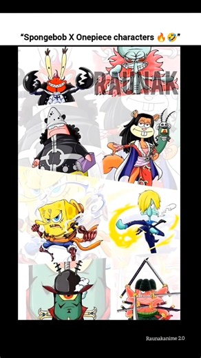 SpongeBob X Onepiece characters 🔥😳| #onepiece #spongebob #luffy