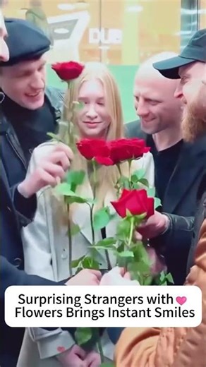 Surprising Strangers with Flowers Brings Instant Smiles🌸#joyfulmoments #positivevibes #kindness