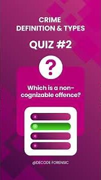 Crime - Definition & Types Quiz #2 | Forensic MCQs | UGC NET/ NFAT /CUET #forensicscience #shorts