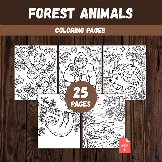 25 Forest Animals Coloring Pages for Kids, Woodland Creatures Activity Sheets, Printable Nature Coloring Book, Digital Download, Toddler Art - Etsy