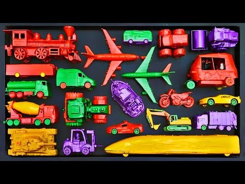 Temukan Mobil Mainan Terkubur danMembersihkan Truk Crane Besar, Truk SampahBesar, Excavator Beko