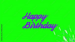 Happy Birthday Green Screen 4K Confetti Celebration Style typography. Birthday wishes green screen Stock Video