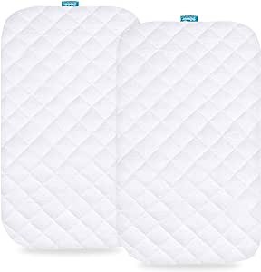 Bassinet Mattress Pad Cover Fit for AMKE 3 in 1 Baby Bassinet(35" X 20"), Ezebaby, TCBunny and Evolur Stellar Bassinet, 2 Pack, Waterproof, Ultra Soft Surface, Breathable and Easy Care