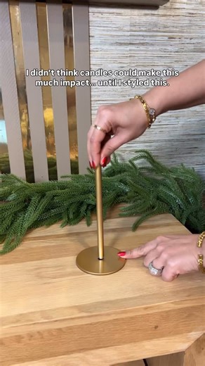 There’s something about candlelight that instantly elevates a space ✨ 🎄🎄Type HOLIDAY to get all the 🔗🔗 This holiday console styling is simple but makes a bold statement. Perfect for cozy nights, festive gatherings, or just adding warmth to your everyday home. I layered gold candle holders, warm flickering LED taper candles, and fresh garland to create this modern holiday look. It’s minimal, elegant, and budget-friendly. Save this idea for your holiday decor plans! Would you style it on your 