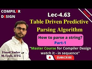 L4.63 | Table Driven Predictive Parsing Algorithm | LL(1) Parsing Algorithm | How to parse a String