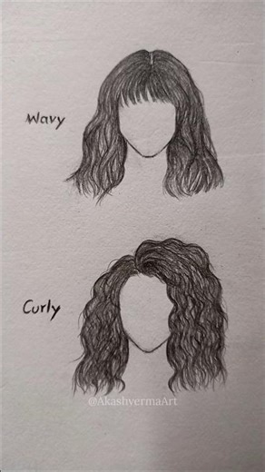 how i draw hair✨(wavy &curly) #tutorial #howtodraw #hairart #hair #drawing #shorts