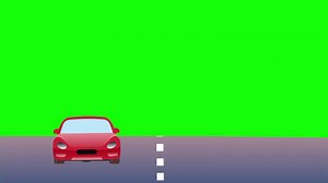 Download Driving Car on the Road from Front View Camera 2D Cartoon Animation on Greenscreen for free
