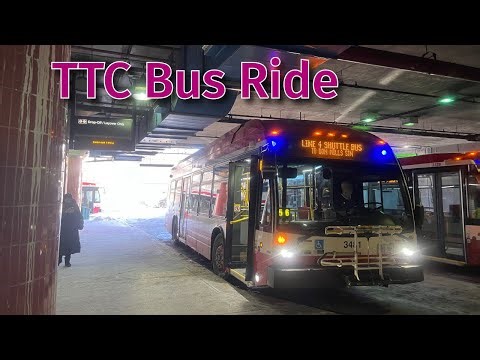 Toronto TTC Line 4 Subway Shuttle Bus Ride - Full Route Eastbound 2/1/2026