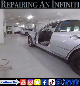 On this episode I am repairing the side of an Infiniti. The door is aluminum so I started on down in our aluminum shop. When I finished that I took the car upstairs to do the repairs on the quarter panel. #autobody #collision #craftsmanship #bodywork #autorepair | BluecollarKyle