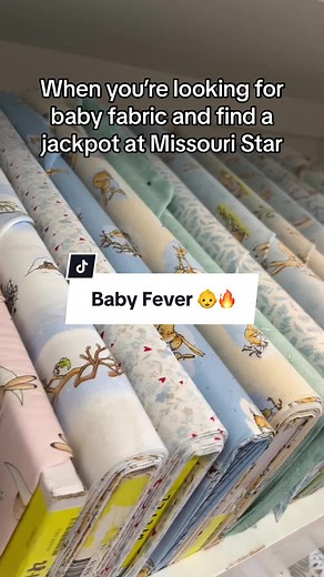 This baby fabric will give you baby fever 👶🔥 There has never been a better time to buy baby fabric! So much cute stuff to buy! #msqc #babyfever #fyp #quiltersoftiktok #missouristar #fabric #sewing #jackpot #babyfabric